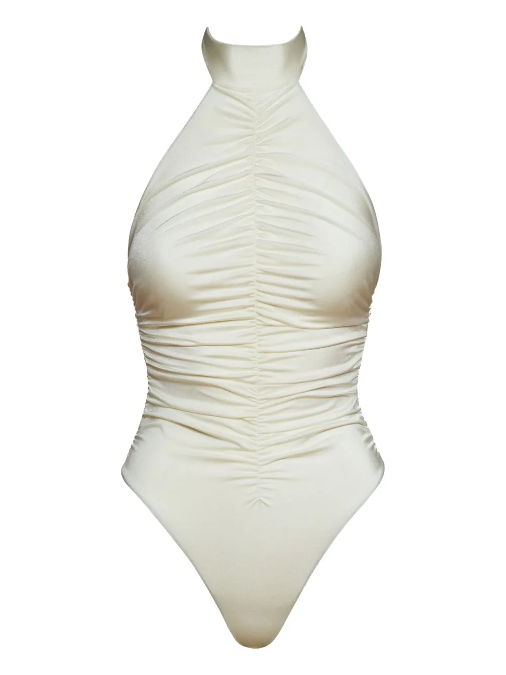 

Купальник с вырезом халтер и сборками Noire Swimwear, нейтральный
