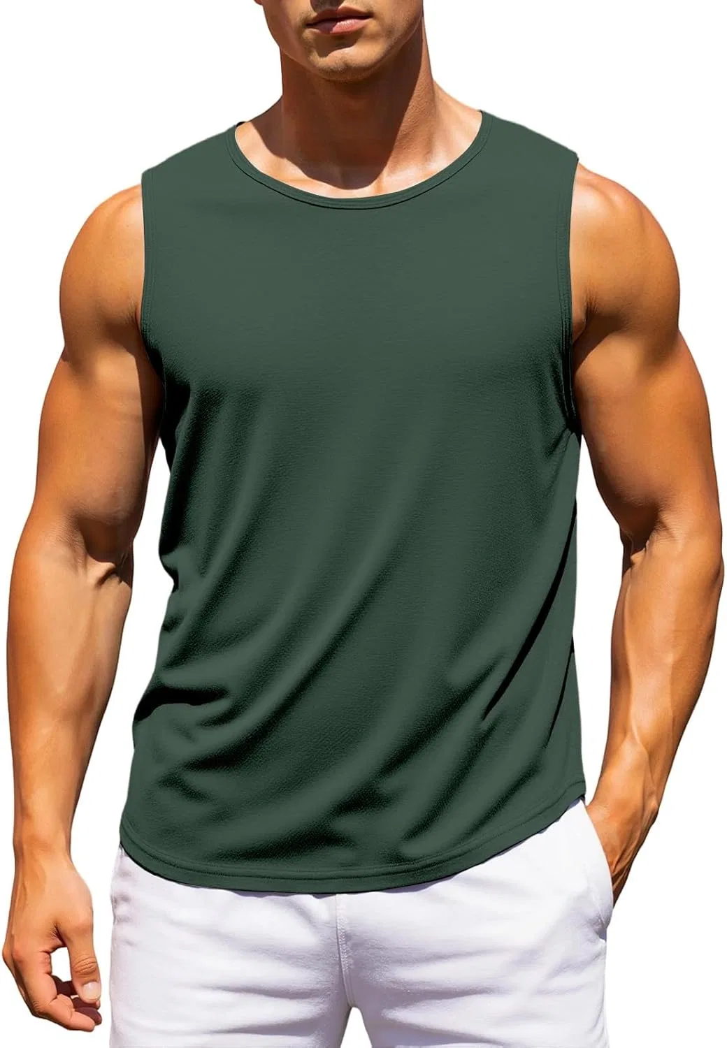 Майка для тренировок мужская, Army Green, L