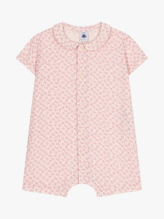 

Детский комбинезон из марли с цветочным принтом Petit Bateau, розовый