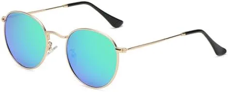 

Классические женские круглые солнцезащитные очки 2027 года, розовые, с зеркальным покрытием, в стиле ретро, ​​мужские очки с зеркальным покрытием MTZJH, Green Mirror