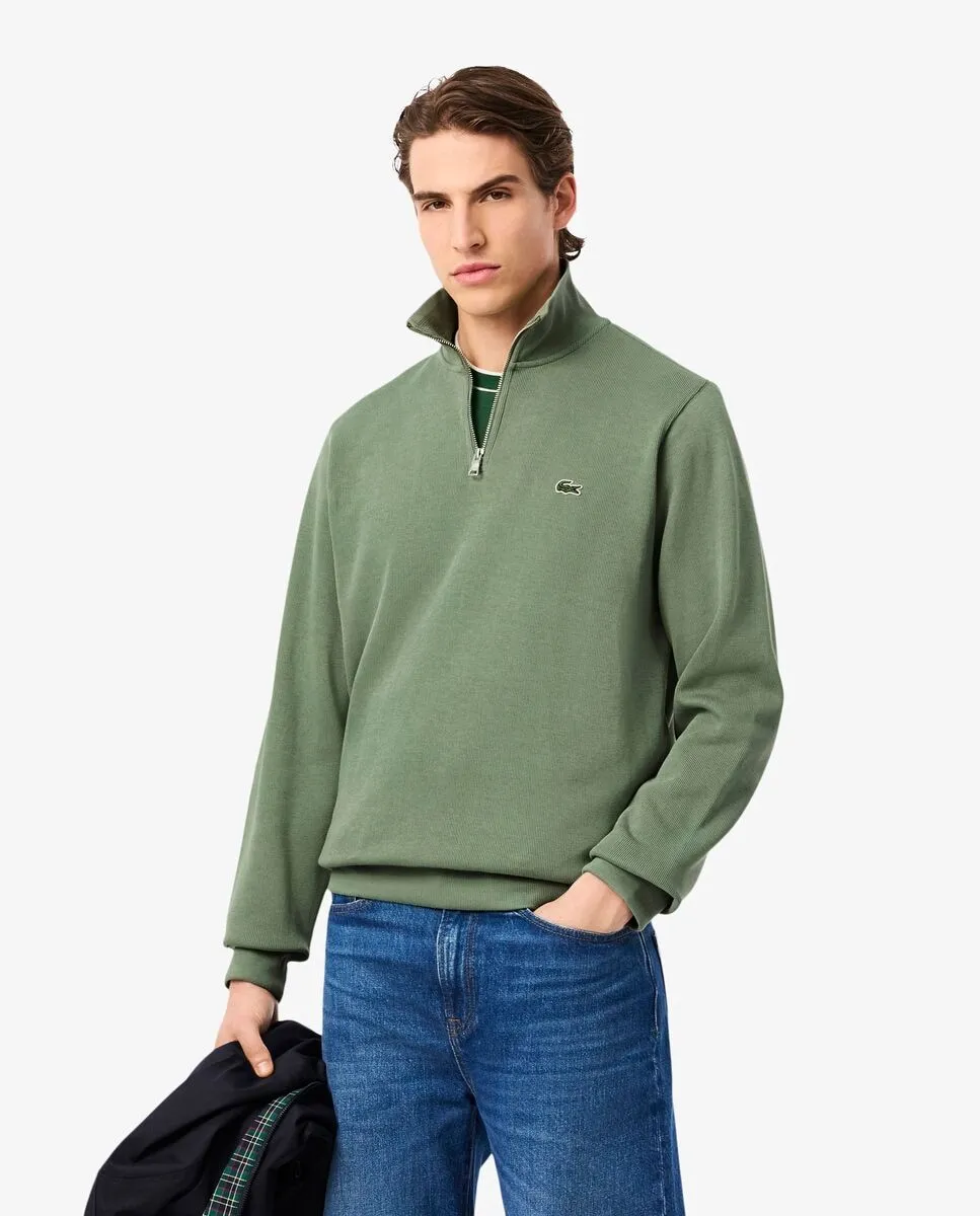

Мужская толстовка из интерлока с высоким воротником и молнией Lacoste, зеленый