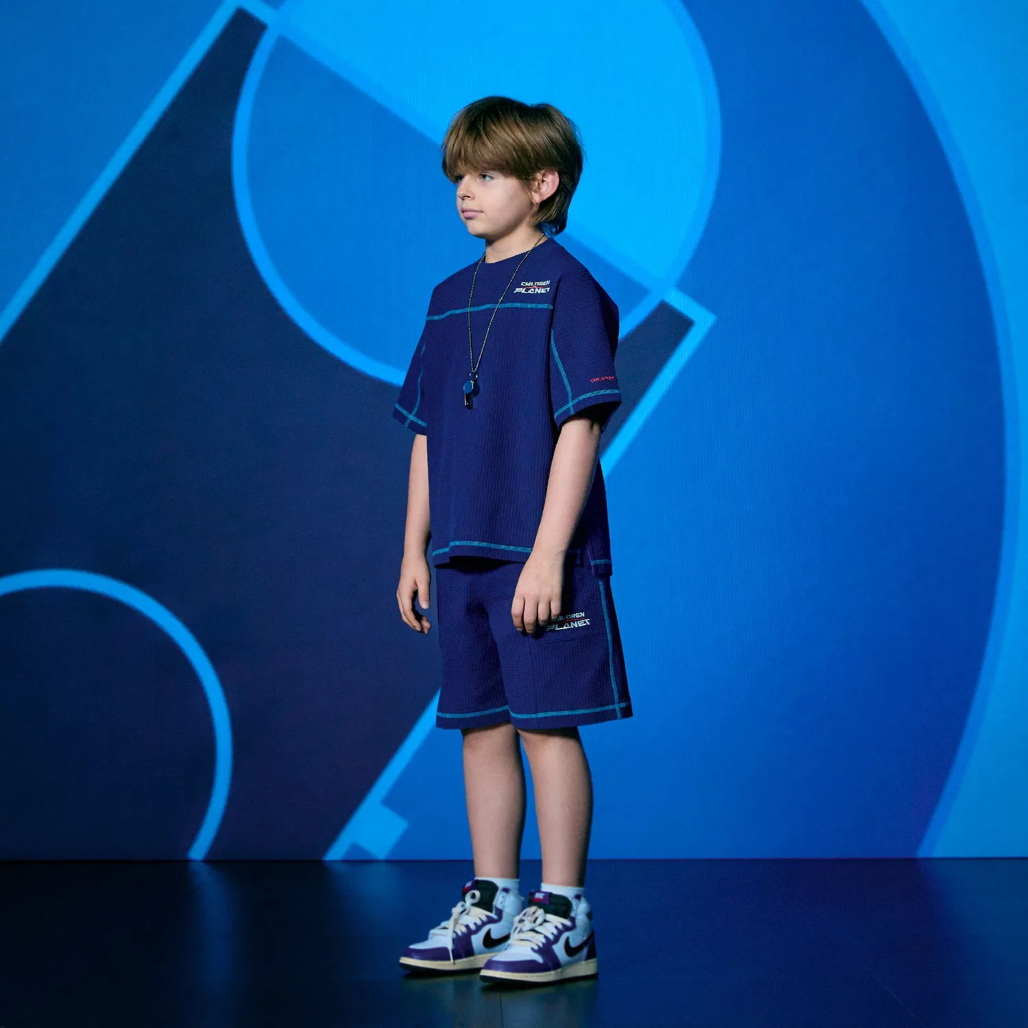 Детская футболка Croffle Uniform с короткими рукавами Children Of Planet, синяя — фото 3