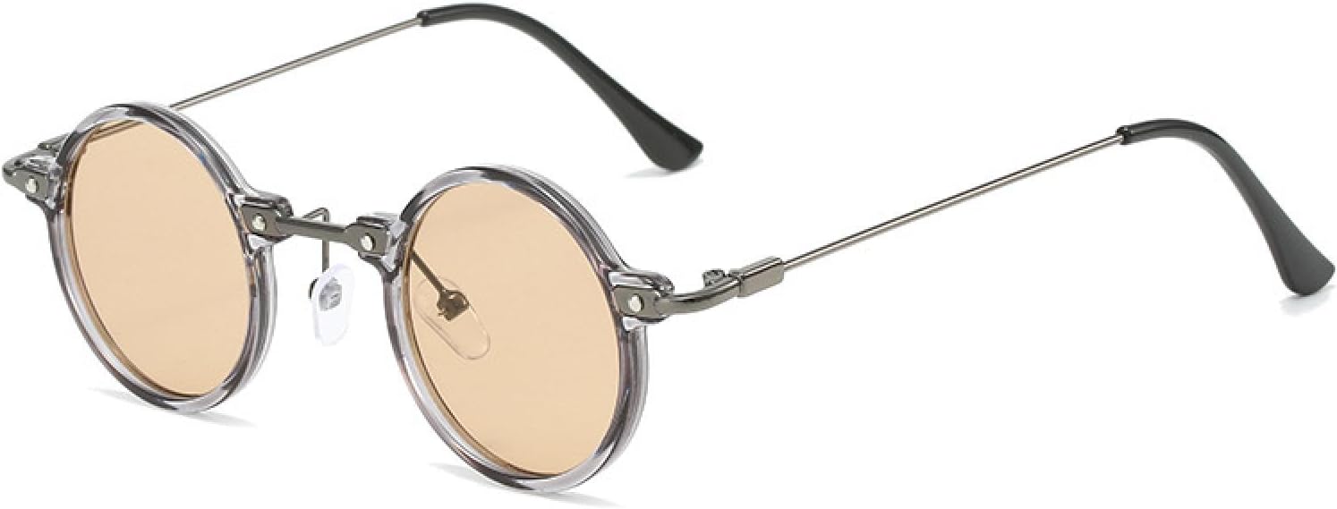 

Ретро-стимпанк, маленькие круглые мужские хип-хоп солнцезащитные очки, модные женские очки с прозрачными линзами цвета океана, защита от УФ-излучения UV400 VVTWSSW, Grey Champagne