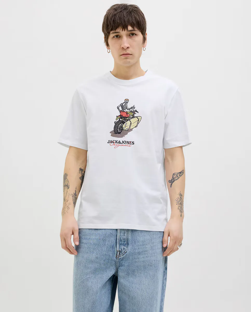

Мужская футболка с коротким рукавом и принтом спереди Jack & Jones, белый