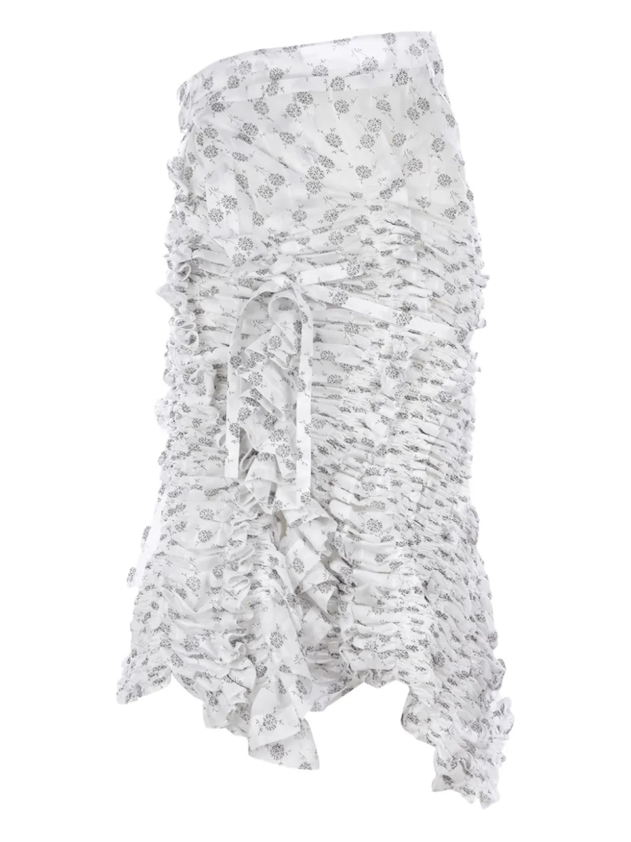 

Юбка Comme des Garçons TAO с оборками и цветочным принтом, белый