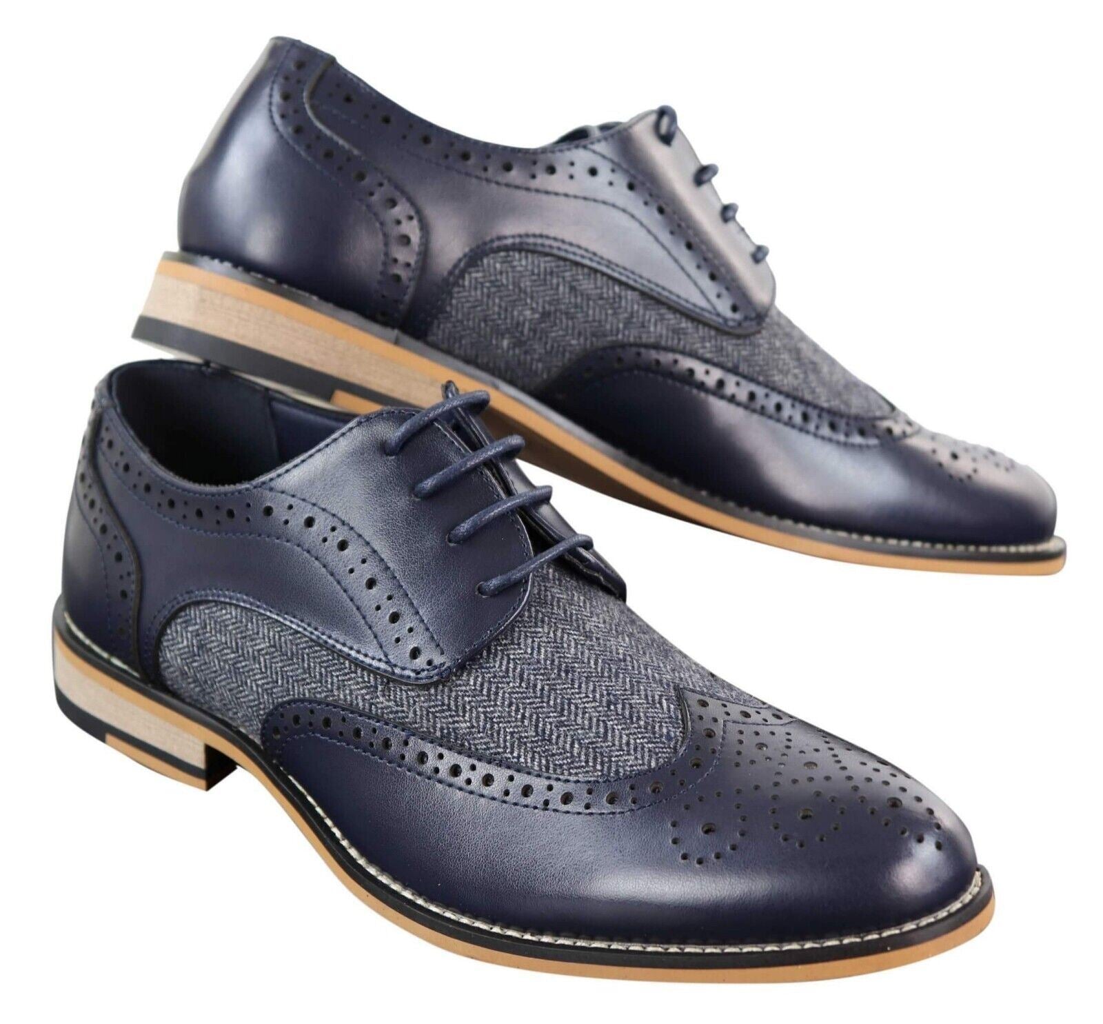 Мужские классические оксфорды Brogue из твида в синей коже House Of Cavani — фото 2