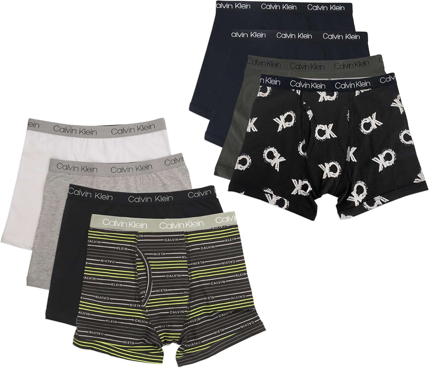 

Комплект из восьми пар трусов-боксеров для мальчиков Calvin Klein, Grey/Logo/White/Black