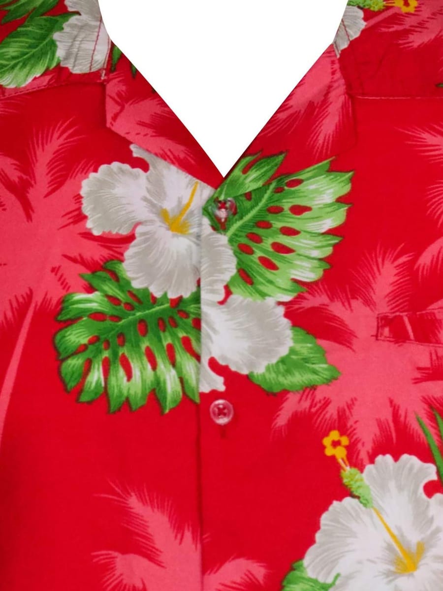 Рубашка на пуговицах классического кроя King Kameha Small Flower, красный — фото 3