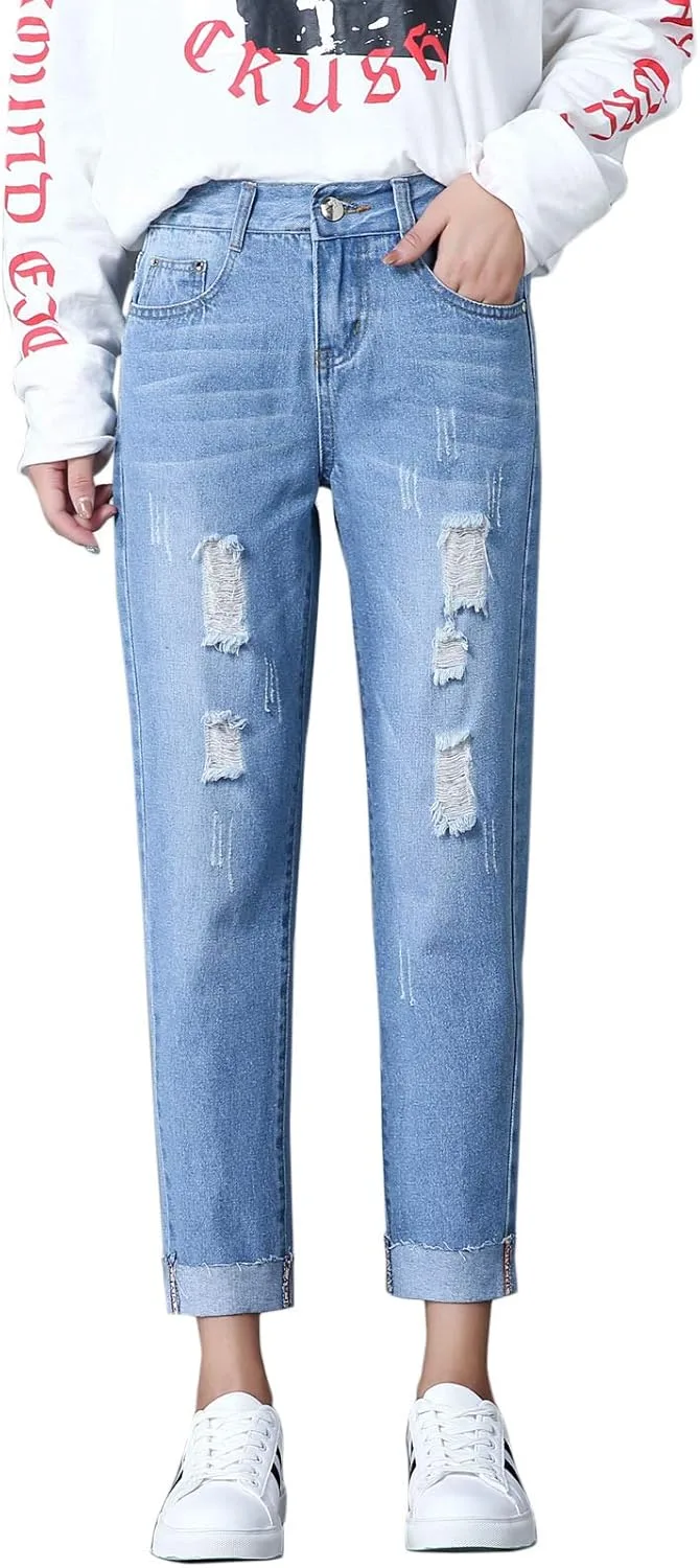 

Flygo женские рваные джинсы кроп