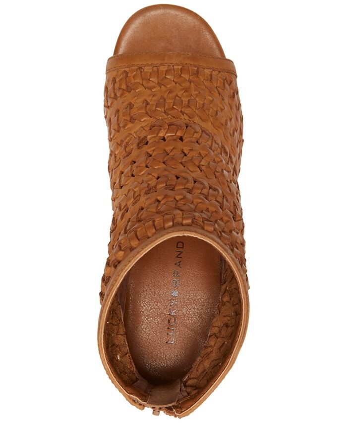 Женские тканые босоножки на каблуке с открытым носком Mofira Lucky Brand, цвет Tan Leather — фото 4