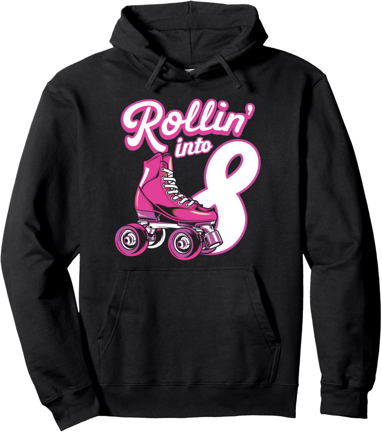 

Толстовка Rollin' Into 8 Roller Skates для девочки на 8-й день рождения Roller Girl Birthday Tees, черный