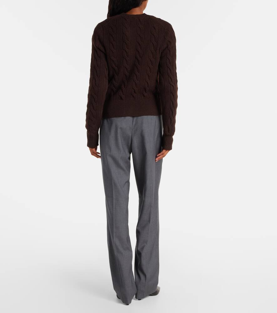 Кардиган из шерсти и кашемира с узором «косичка» Polo Ralph Lauren, Walnut Brown Melange — фото 3