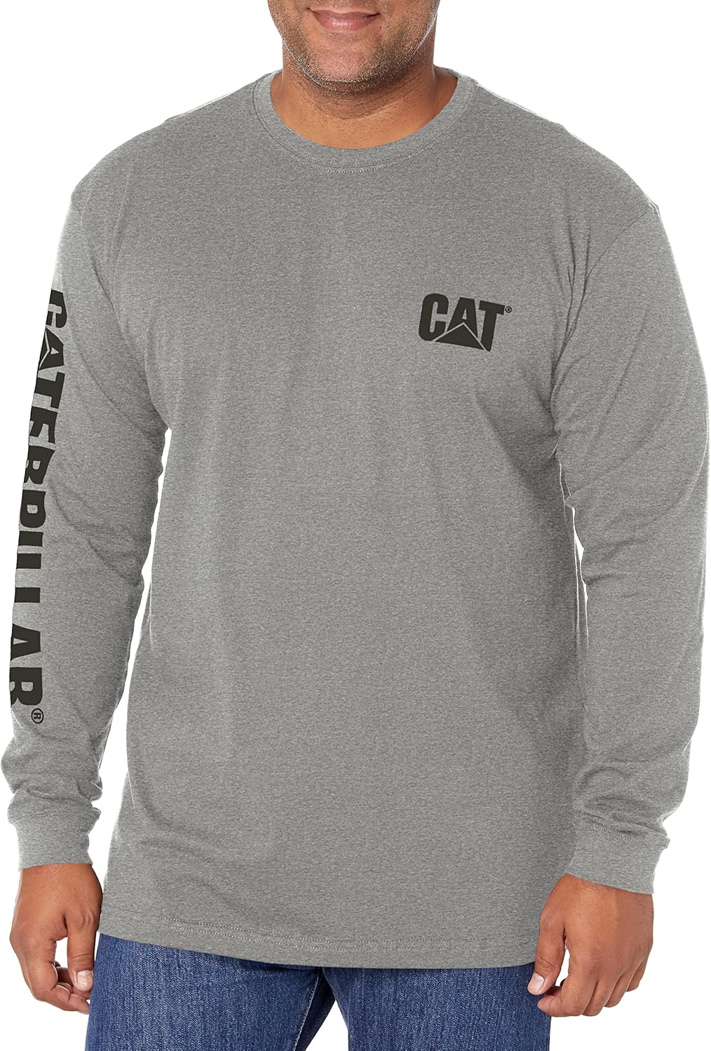 

Футболка с длинным рукавом Caterpillar Trademark Banner для мужчин с петлей для проводов на задней части ворота и логотипом Cat Workwear, Dark Heather Grey, Серый, Футболка с длинным рукавом Caterpillar Trademark Banner для мужчин с петлей для проводов на