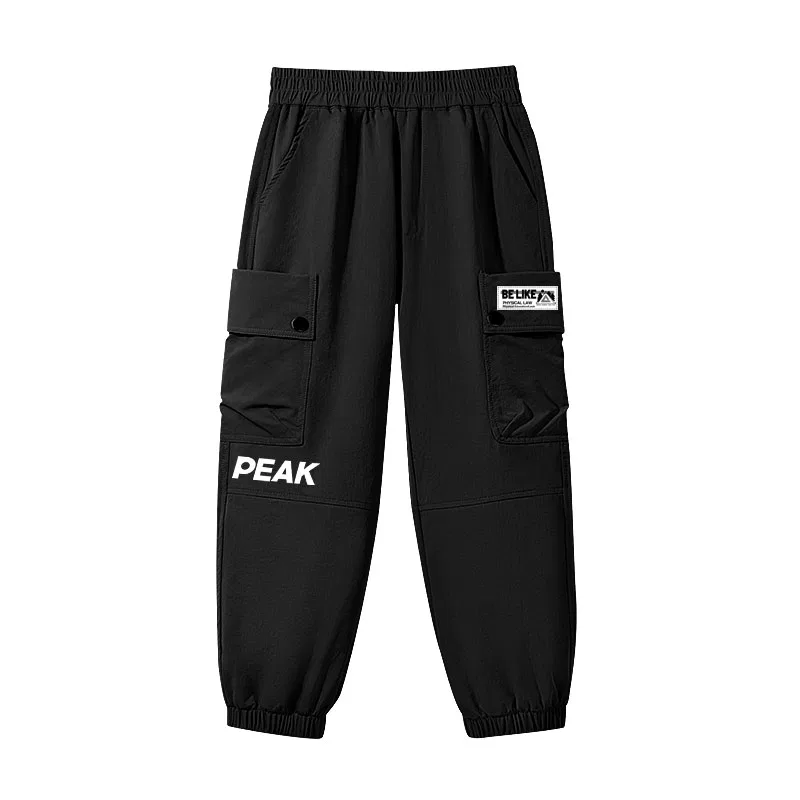 Детские карго-штаны PEAK Black/PK Gray Label K+PK White