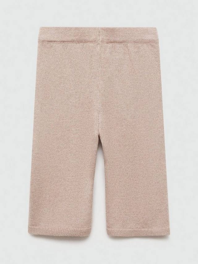 Детские широкие брюки тонкой вязки Mango, цвет Pastel Brown — фото 4