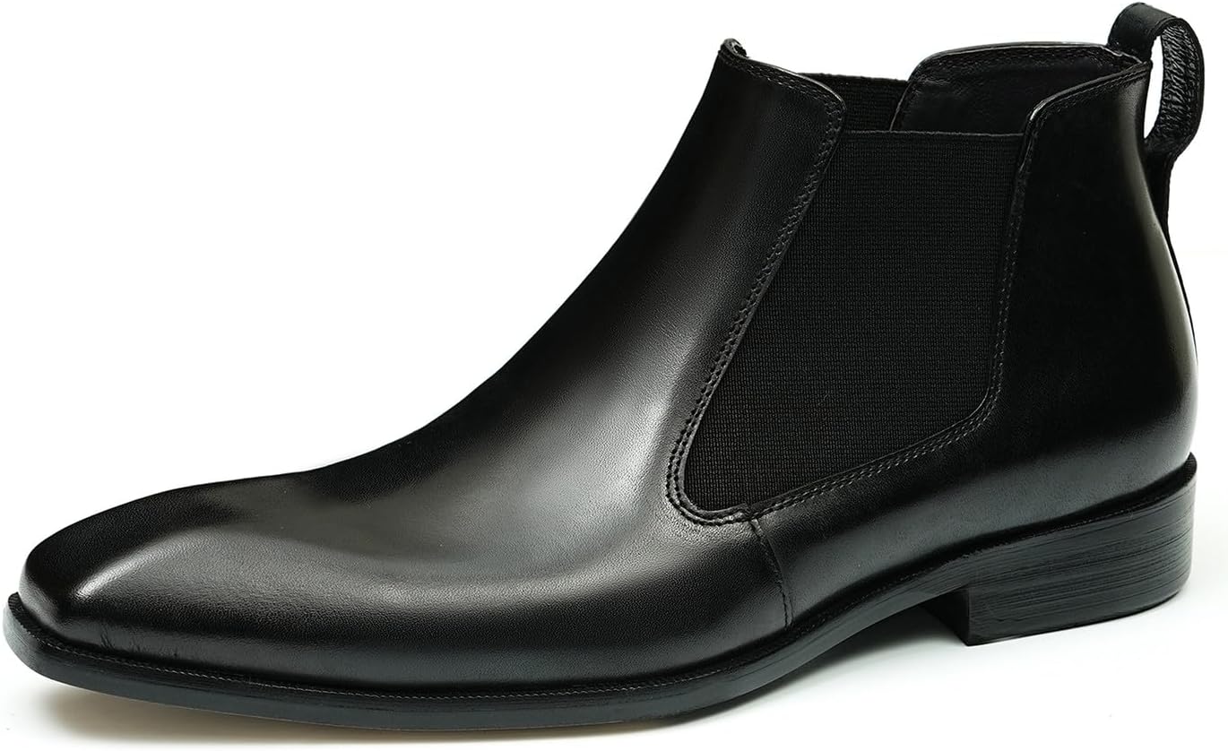 

Мужские ботинки Chelsea Santimon, формальные ботинки на щиколотку, модные, из натуральной кожи, западного стиля, для праздников, свадеб, вечеров с смокингом, делового и повседневного ношения, легкие ботинки чукка для мужчин, черный