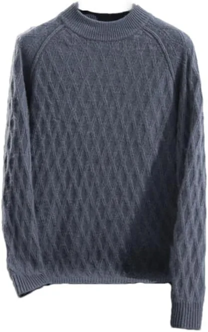 

Мужской вязаный пуловер с воротником-стойкой, свободный, с длинными рукавами и цветочным узором