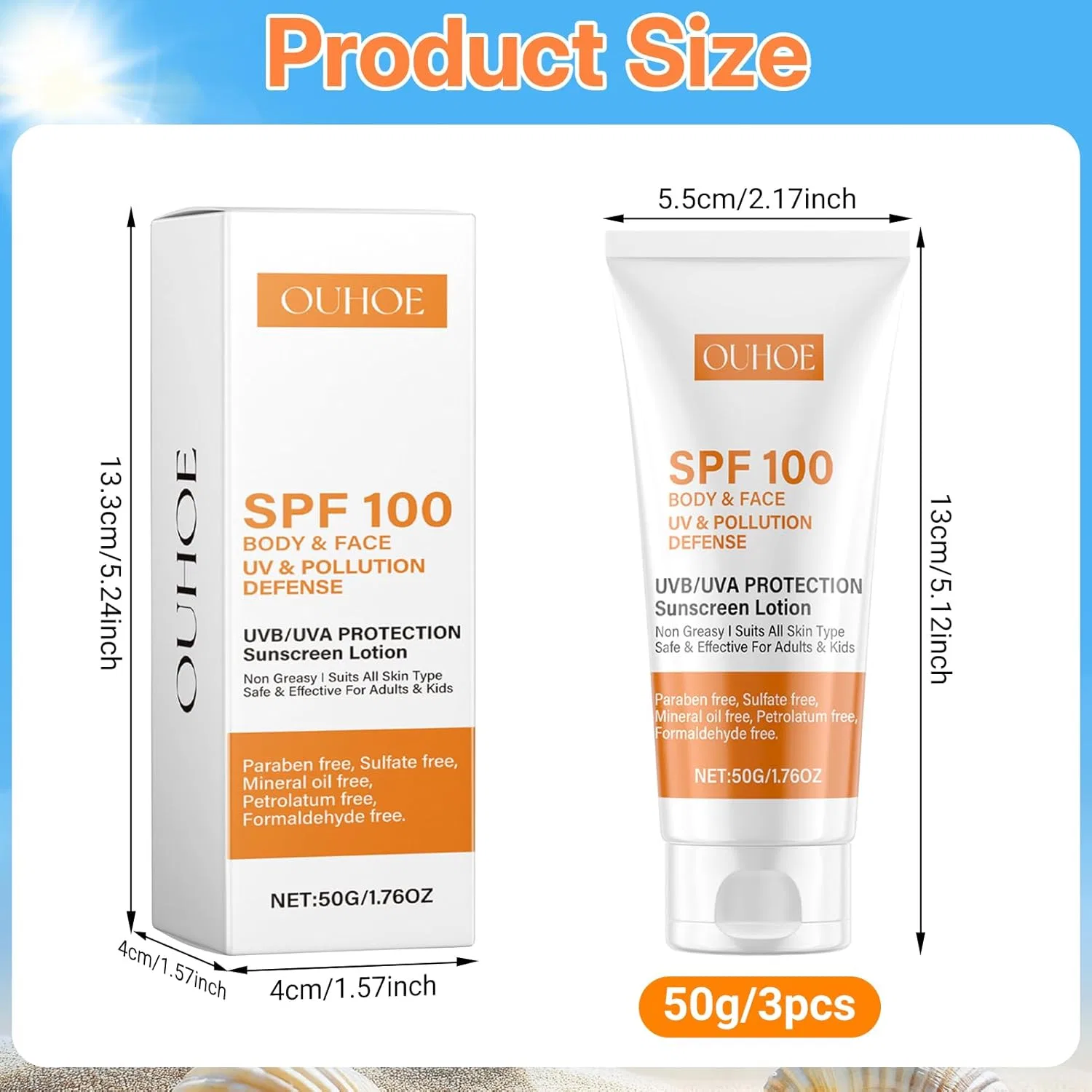 Набор из 3 солнцезащитных кремов SPF 100 Hanggon, Color5 — фото 2