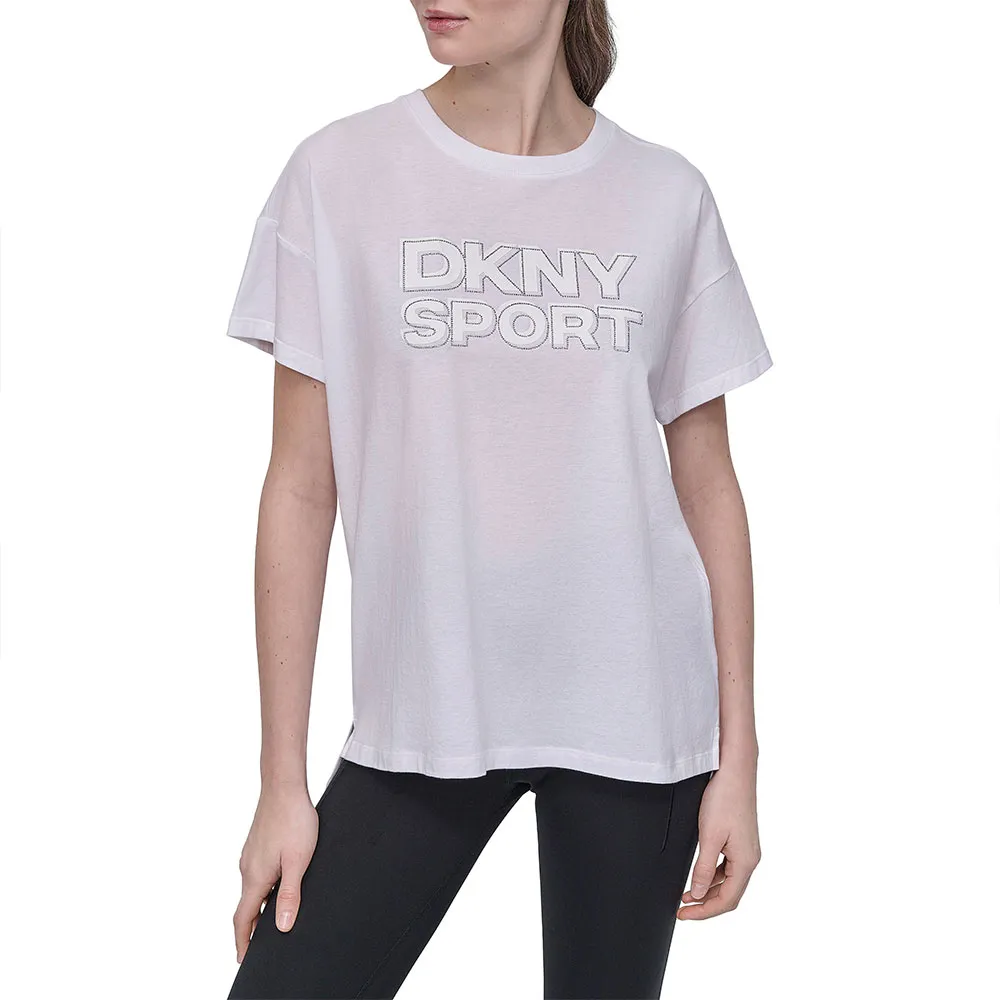 

Футболка с коротким рукавом DKNY Sport Outline Rhinestone Logo, белый