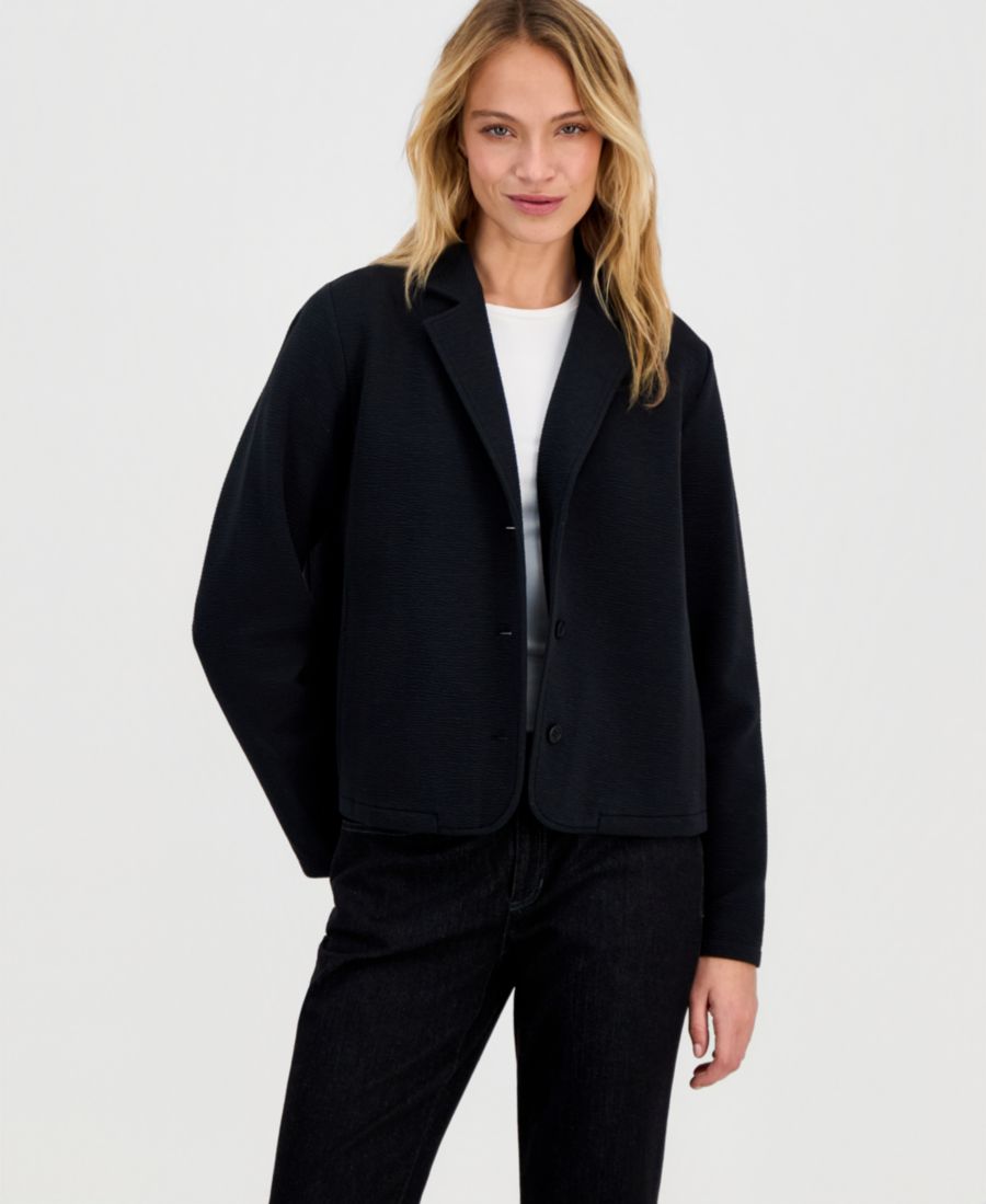 

Женская трикотажная куртка с воротником-стойкой Eileen Fisher, Black
