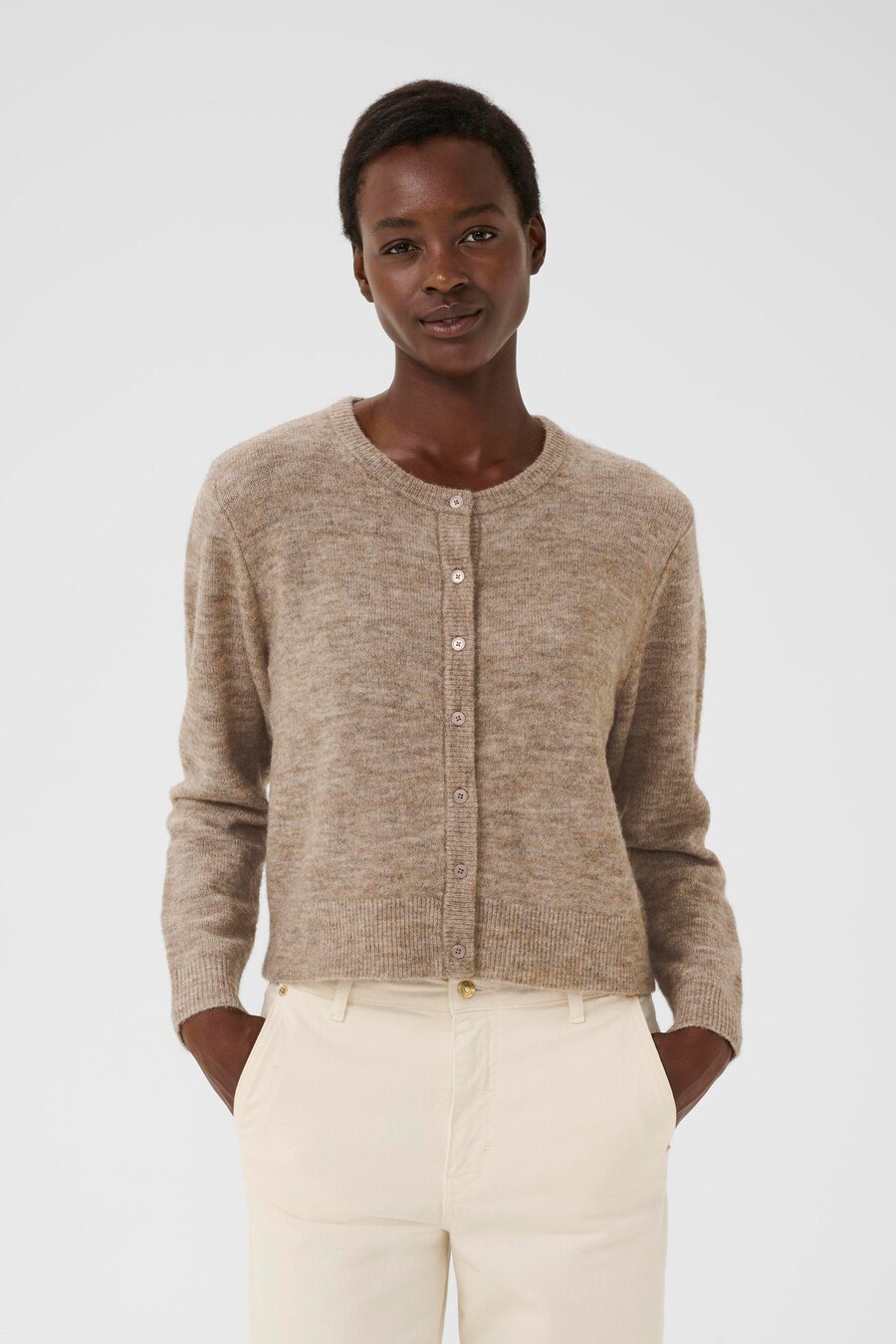 

Вязаный кардиган Part Two Linika, mottled beige