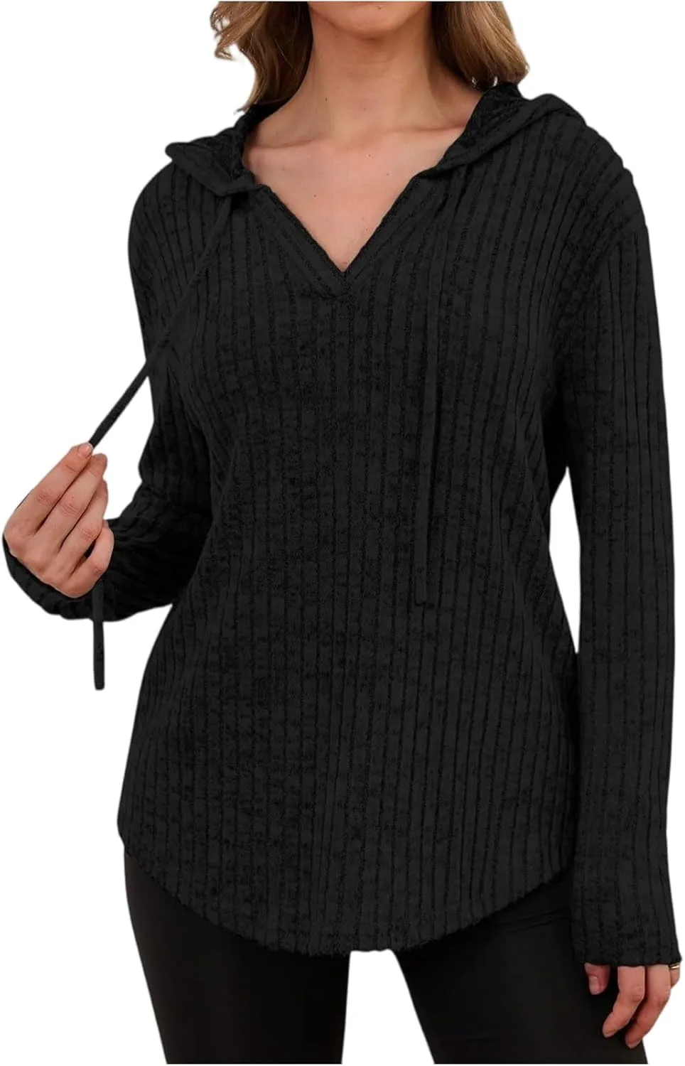 

Kenvita женский вязаный свитер с капюшоном и V-образным вырезом Kenvina