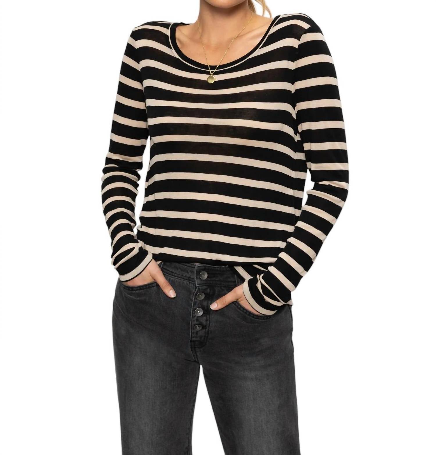 

Футболка Femme Crew Stripe в овсяно-черную полоску Sanctuary