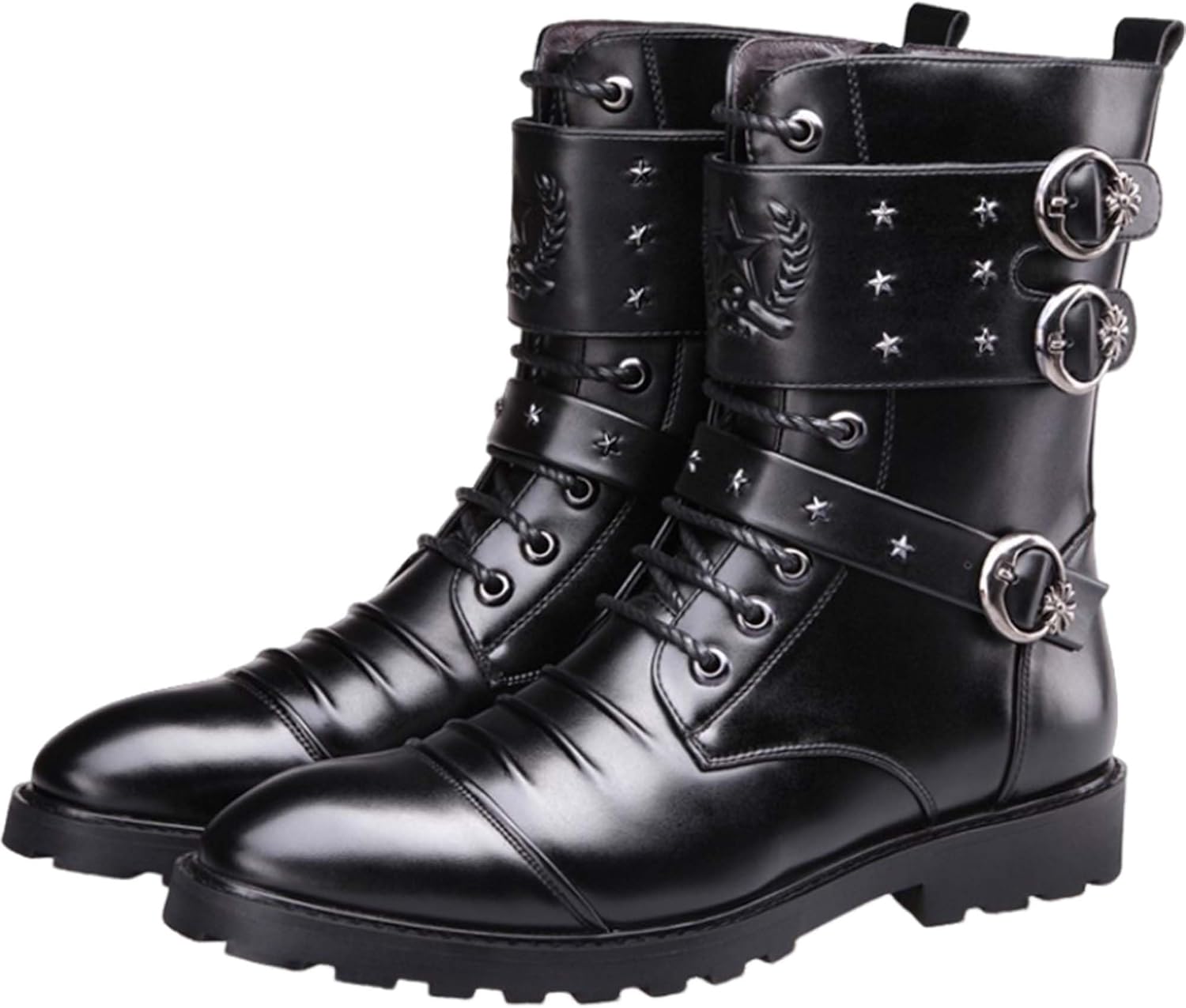 

Мужские мотоботы модные шнурованные для езды- винтажные ковбойские сапоги вестерн, из искусственной кожи, повседневные кожаные ботинки- модные мужские ботинки / черные / коричневые Generic