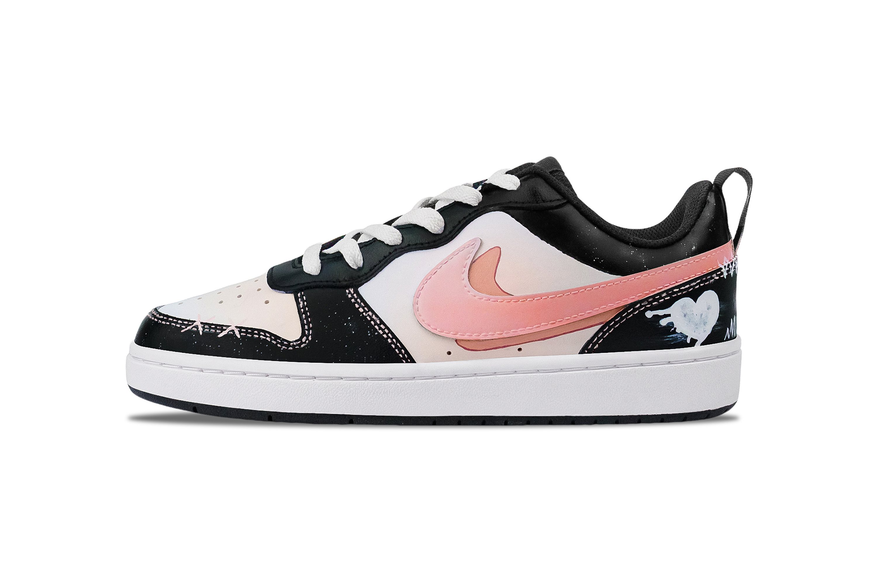 

Кроссовки Nike Court Borough Skateboarding Shoes Women's Low-top Pink White Black, черный