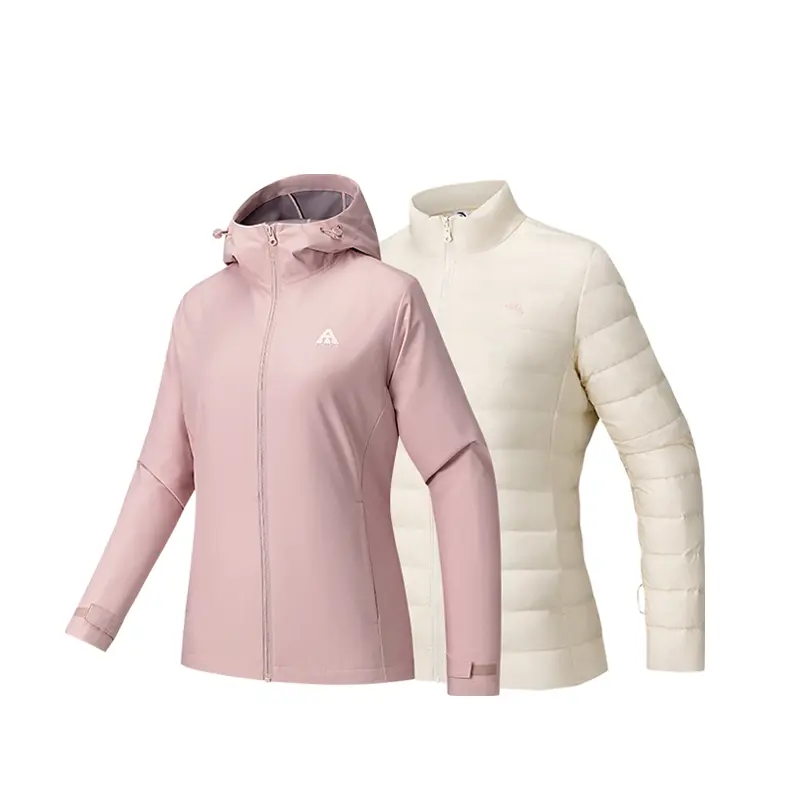 

ANTA Женская ветровка с защитой от ветра влагоотталкивающая термо, Soft Pink/Warm Jade White