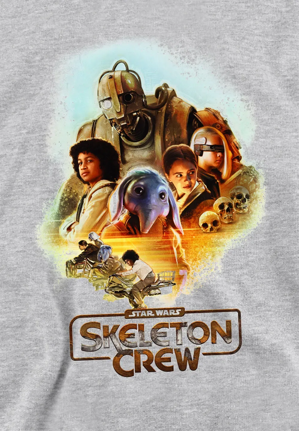 Детская худи Star Wars: Skeleton Crew Racing Group, Disney, серый — фото 2
