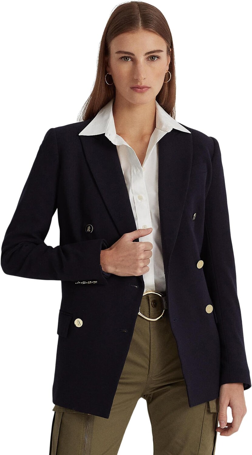 

Блейзер Lauren Ralph Lauren Double-Breasted Wool Crepe Blazer, цвет Lauren Navy