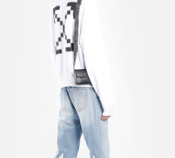 Толстовка men's printed logo arrow hooded long sleeves white Off-White, белый — фото 4