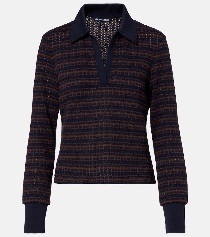 

Поло свитер Kamal в полоску Veronica Beard, Navy/Dark Umber Multi