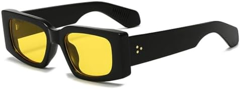 

Модные женские солнцезащитные очки с винтажными заклепками, мужские желто-синие очки с защитой от УФ-излучения UV400, трендовые панк-солнцезащитные очки MTZJH, Black Yellow