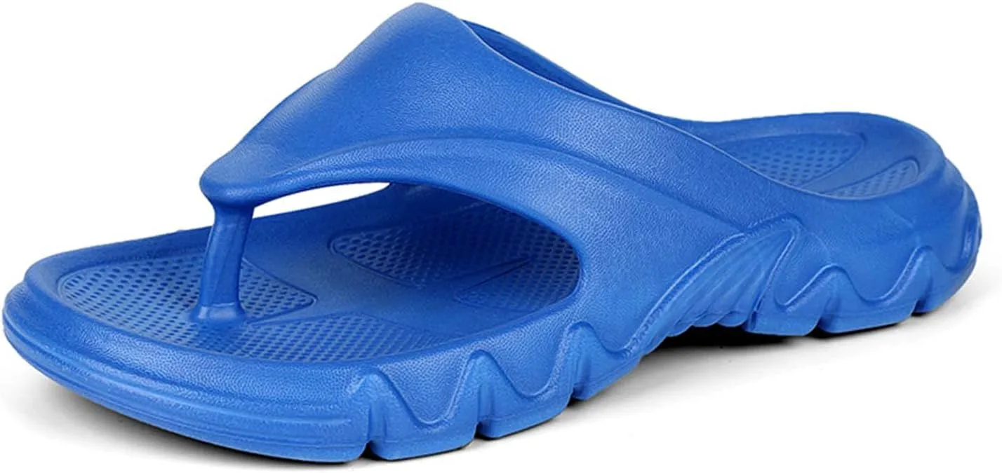 Мужские спортивные шлепанцы Eliogn из EVA с ортопедической стелькой и поддержкой свода при плантарном фасциите, легкие, для дома, улицы, лета, душа и пляжа, синий — фото 2
