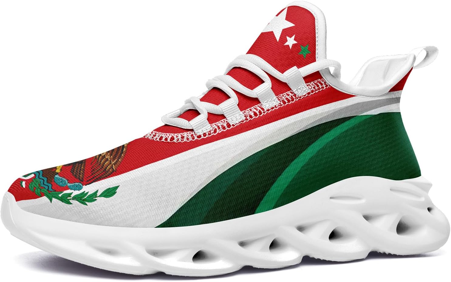 

Модные кроссовки с флагом Мексики для мужчин и женщин, сетчатые, легкие, дышащие, стильные спортивные кроссовки Awsole, белый/красный/зеленый