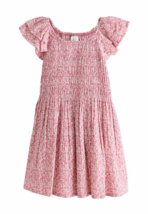 Платье повседневное, прямого кроя, с присборенными рукавами. Next, Pink Floral