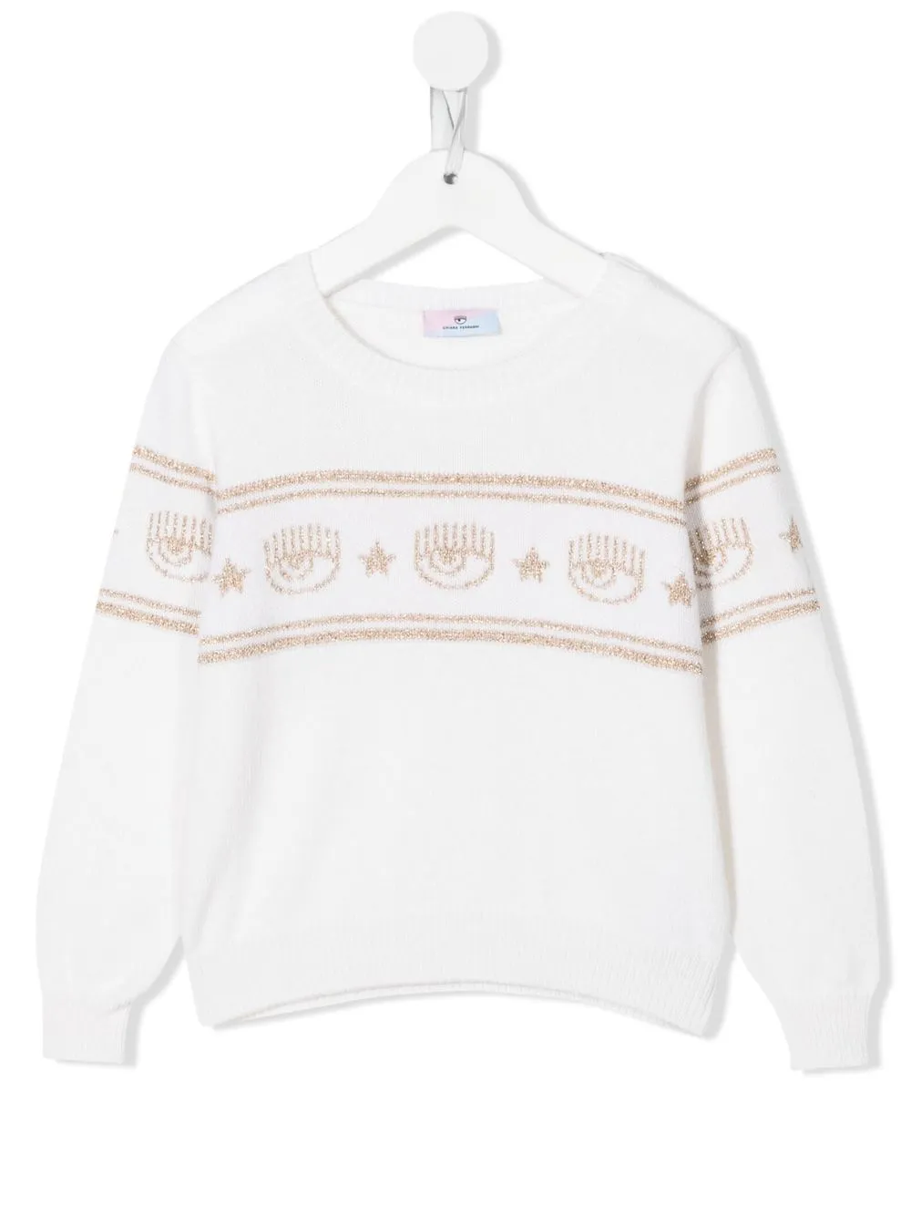 

Джемпер с узором Eyelike Chiara Ferragni Kids, белый