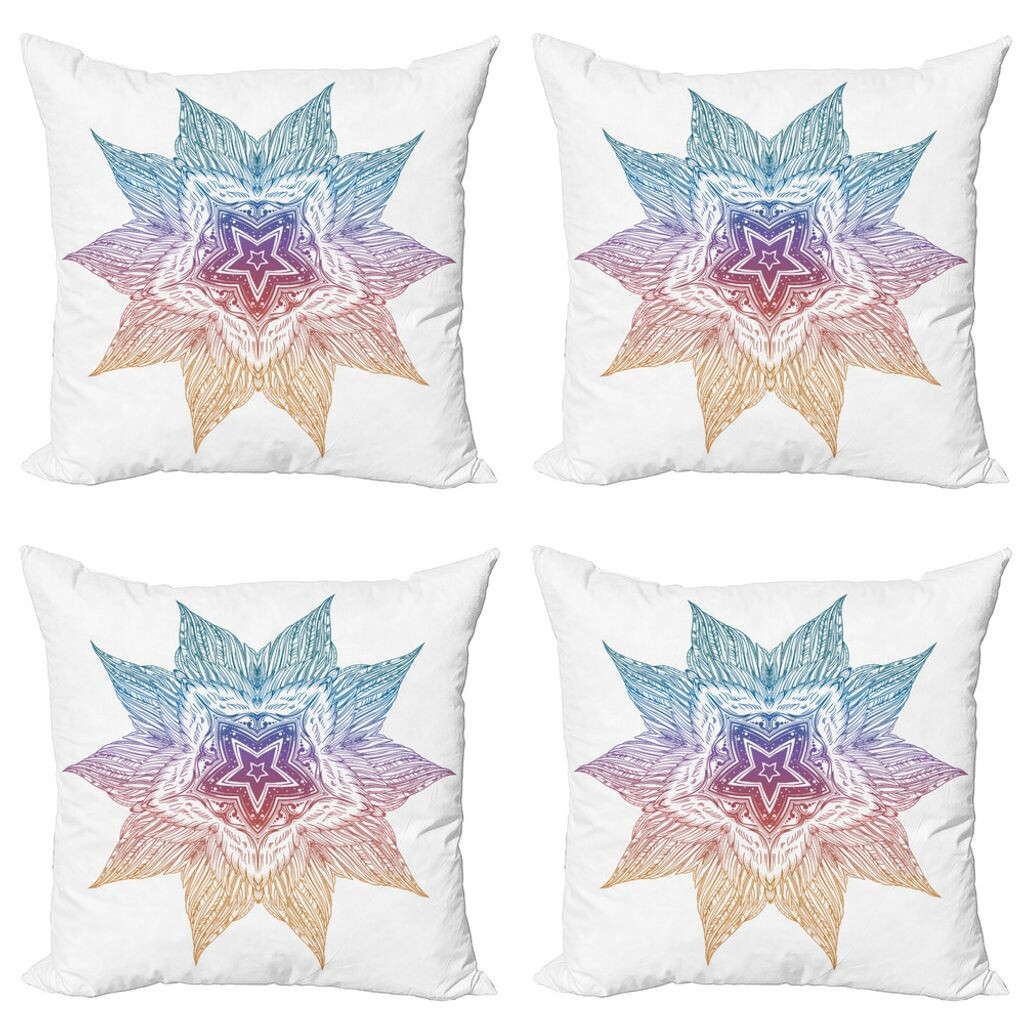 

ABAKUHAUS Star Mandala Набор чехлов для подушек (4 предмета), композиция мандалы, современная двусторонняя цифровая печать, 50 см x 50 см, многоцветный