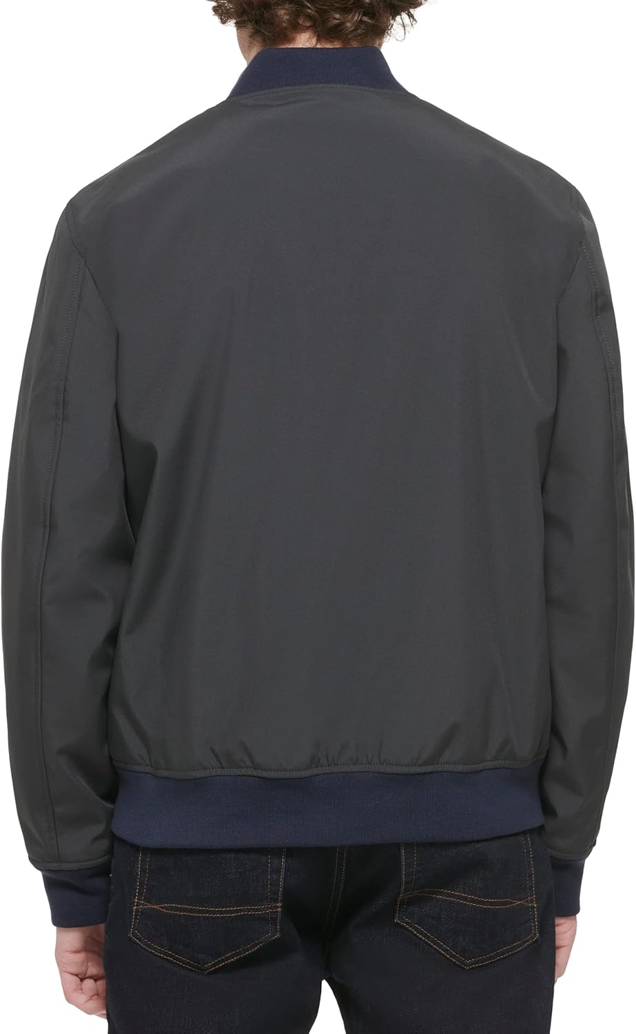 Легкая мужская куртка-бомбер Tommy Hilfiger Varsity Rib Knit, Charcoal/Navy — фото 4