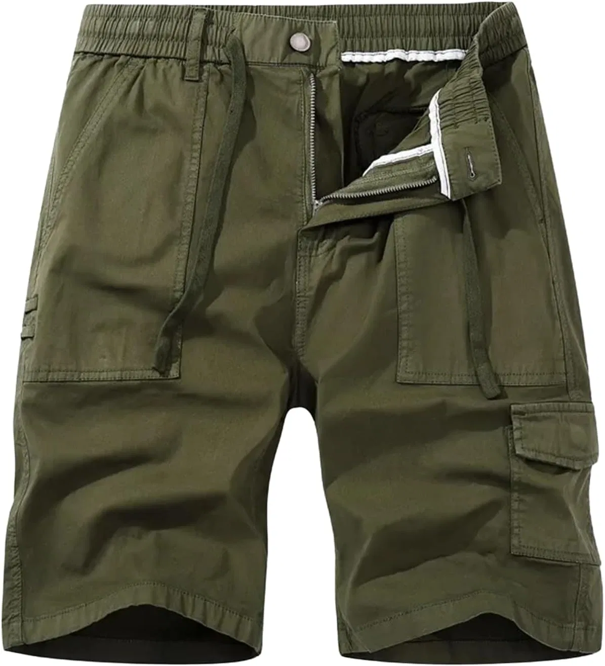 Мужские шорты для бега с карманами, однотонные, цвет Army Green
