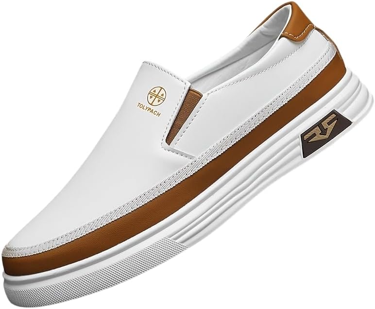 

Мужские комфортные лоферы - легкая дышащая обувь с мягкой, противоскользящей подошвой для повседневных прогулок Hoalox, белый