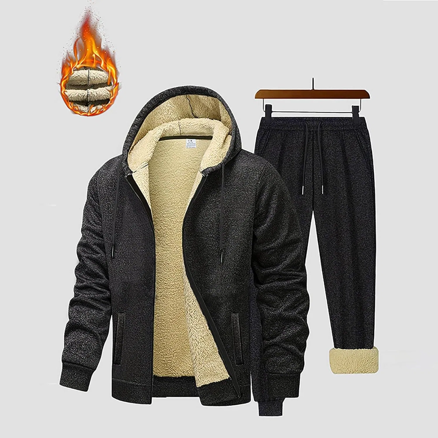 Спортивный костюм мужской с капюшоном и штанами, Black — фото 2