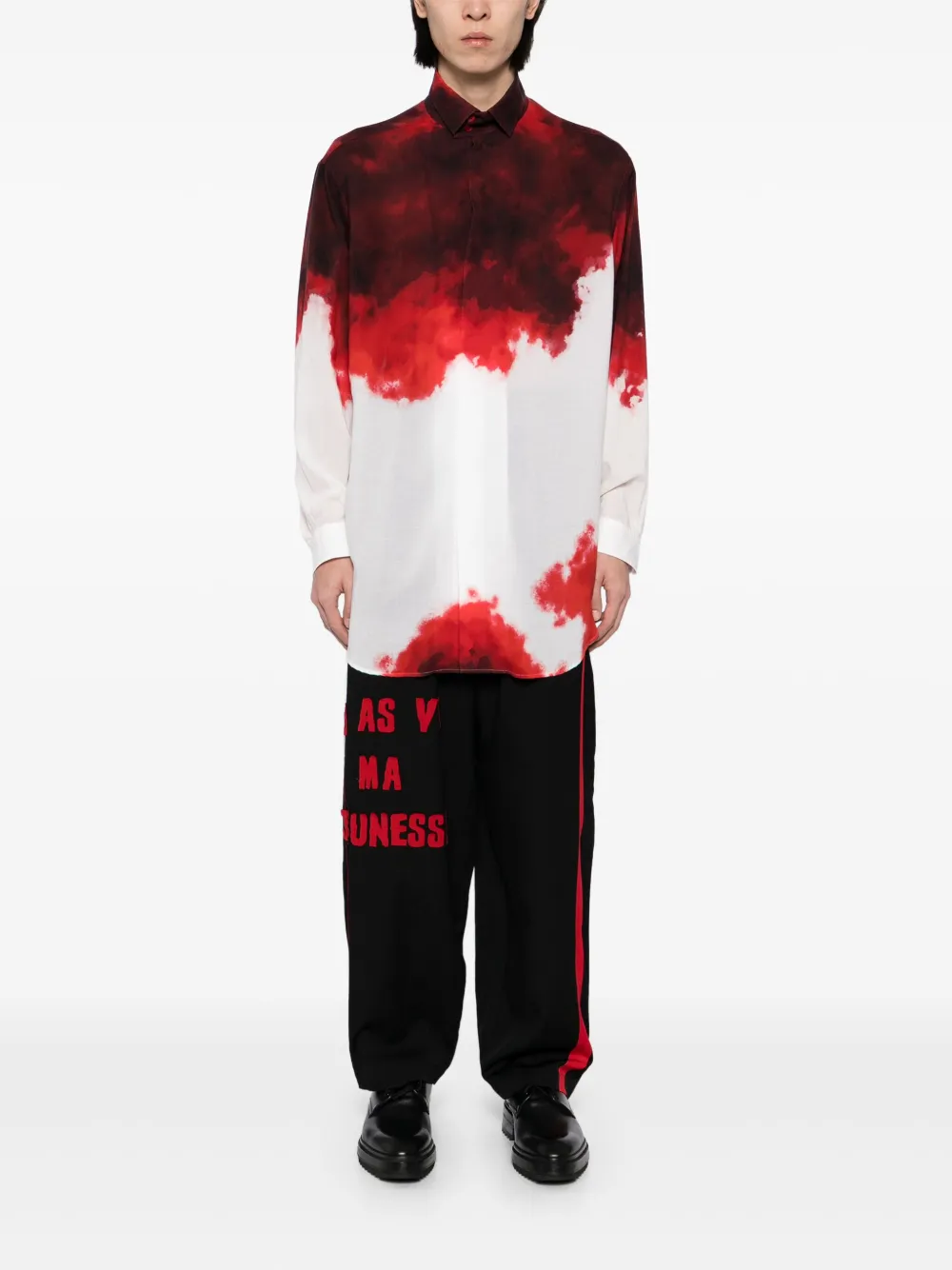 Рубашка с графичным принтом Yohji Yamamoto, красный — фото 2