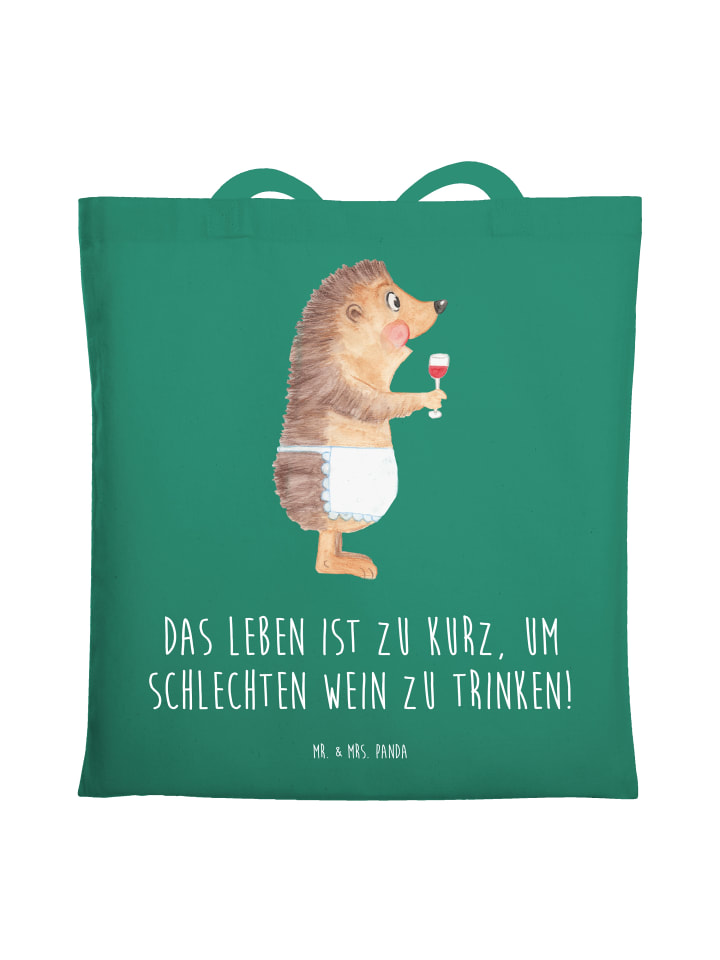 

Mr. & Mrs. Panda Сумка-шоппер с изображением ежика и вином, надписью, выполненной мятным шрифтом
