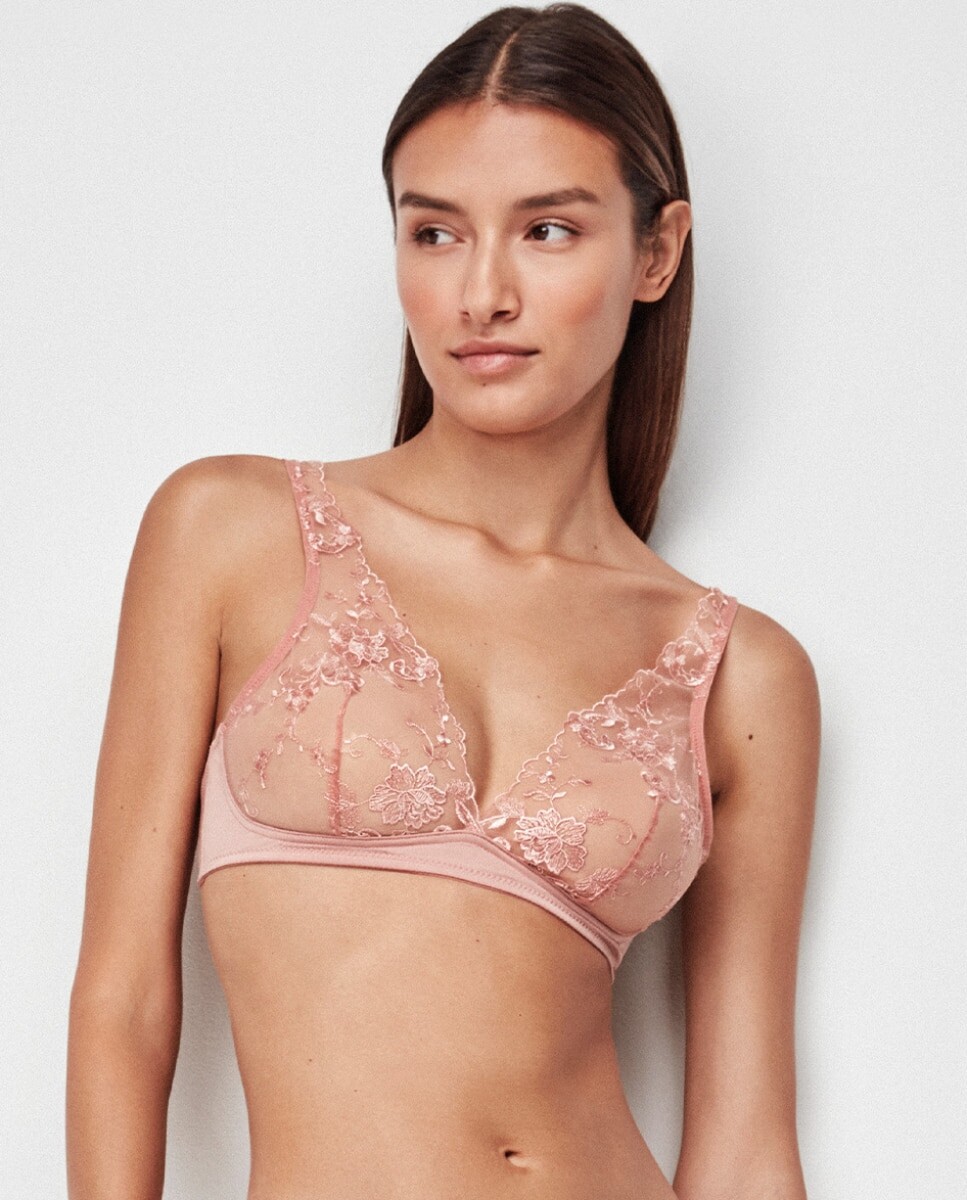 

Бюстгальтер без косточек и пены из кружевной ткани с цветочным узором Gisela, розовый
