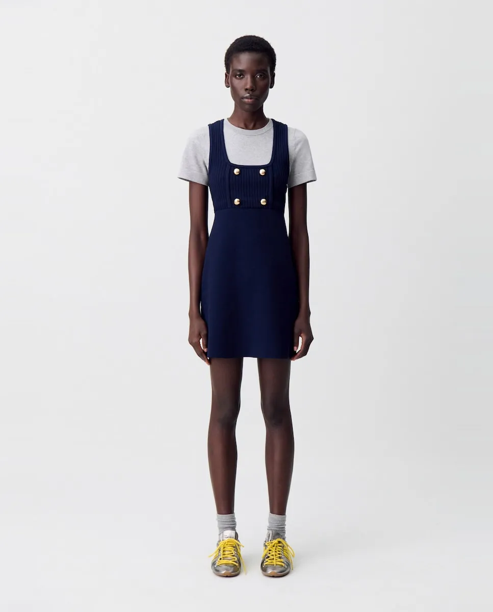 

Короткое трикотажное платье-футболка Claudie Pierlot, темно-синий