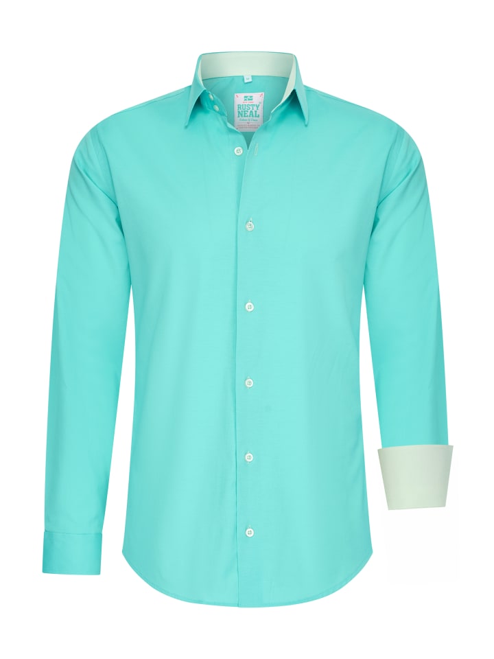 

Пастельная рубашка S - 6XL Slim Fit из хлопка-стрейча голубого цвета Rusty Neal