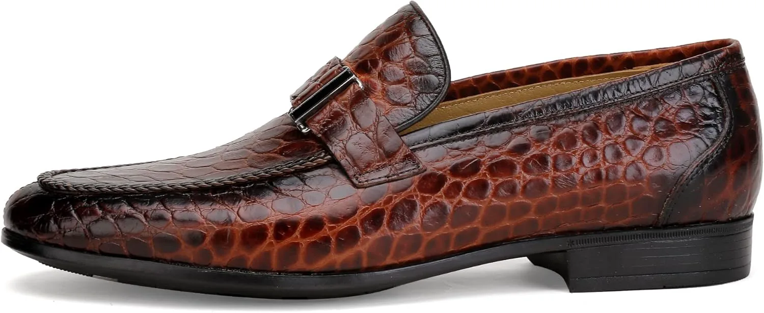 

Классические деловые туфли-лоферы премиум-класса для мужчин, с принтом под крокодиловую кожу GOLDEN COXES FAMILY, коричневый